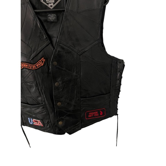 Harley Davidson black leather vest with patches - Picture 6 of 8
